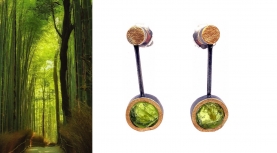 LARGE ROUND ROUGH PERIDOT EARRINGS IN SILVER AND GOLD