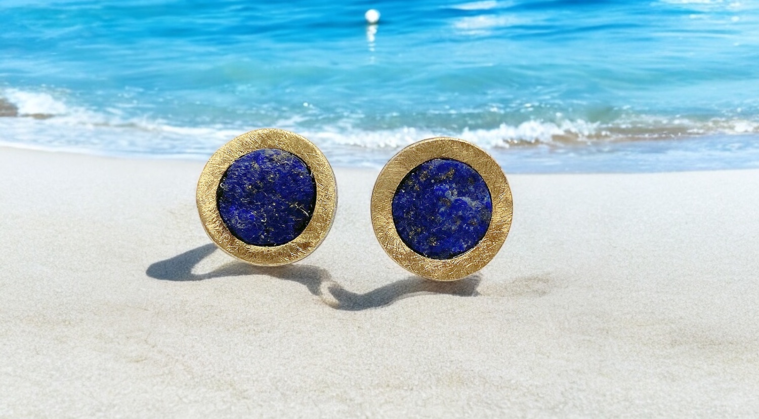 pendientes lapislazuli bruto redondos plata oro