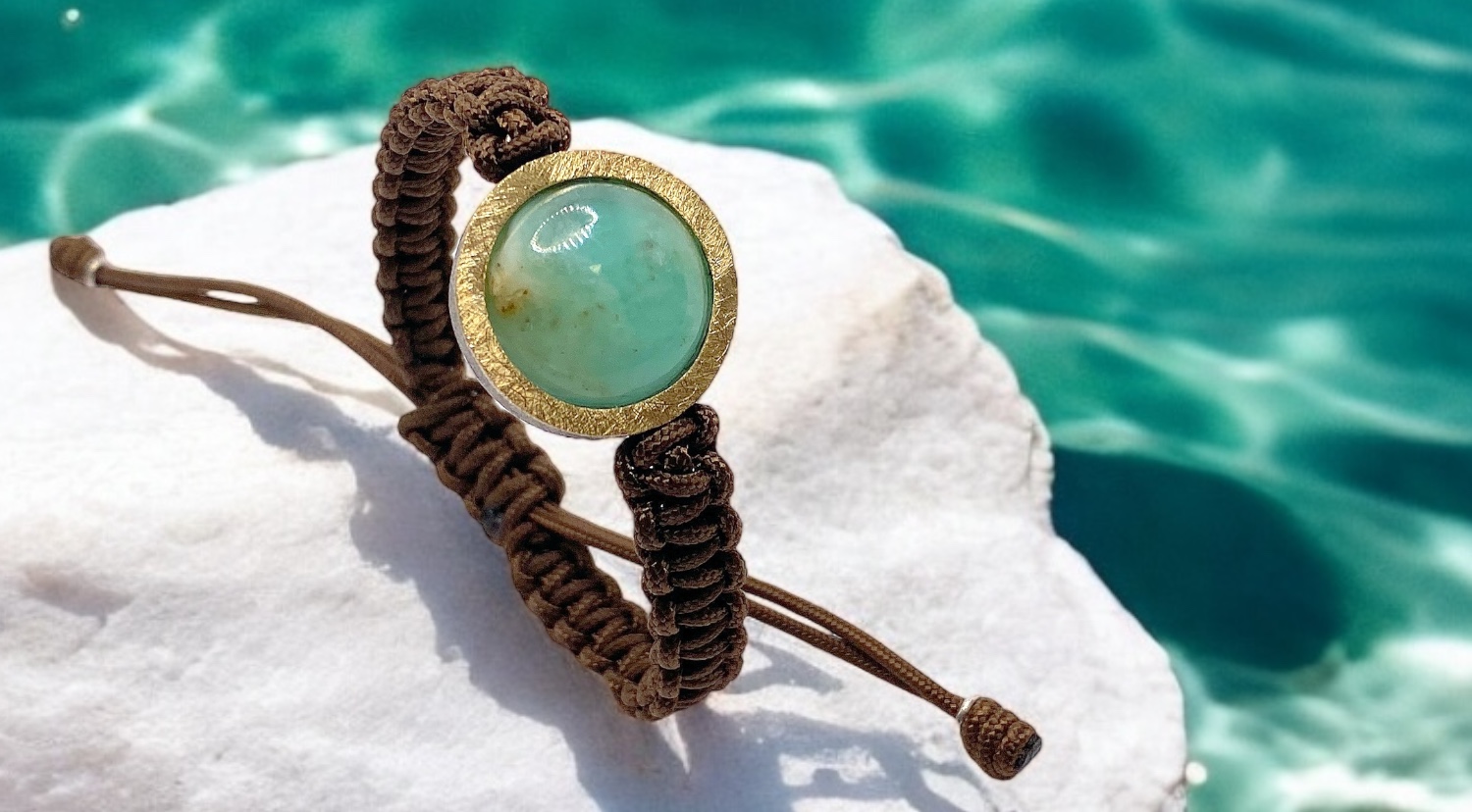 braÇalet opal blau andi rodo cabuixo macrame marro plata or