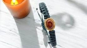 BRAÇALET OPAL FOC MEXICÀ OVAL MACRAMÉ VERD PLATA OR