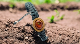 BRAÇALET OPAL FOC MEXICÀ OVAL MACRAMÉ VERD PLATA OR