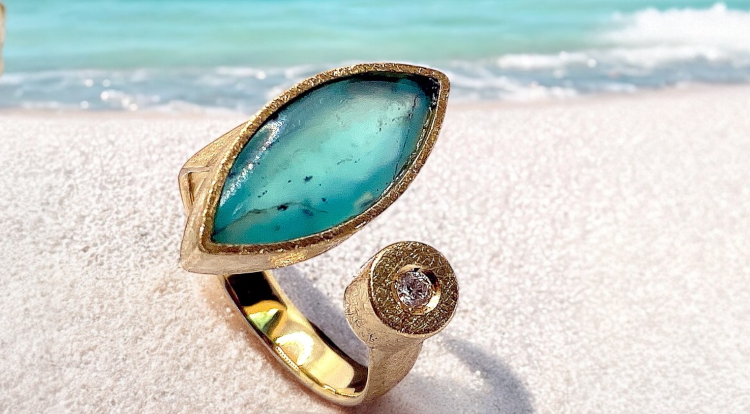 anell opal blau peruÀ navette brillant or