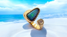 ANELL OPAL BOULDER AUSTRALIÀ BRILLANT OR