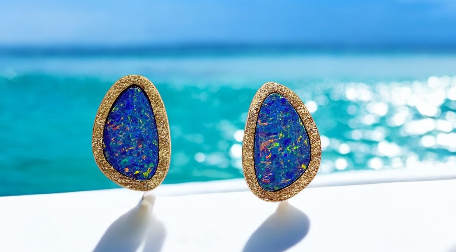 arrecades opal doublet multicolor plata or 