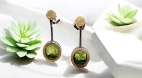 ARRECADES OLIVINA BRUT OVALS LLARGUES PLATA OR