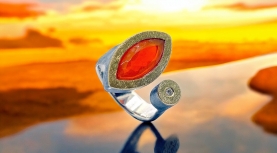 ANELL OPAL FOC MEXICÀ NAVETTE BRILLANT PLATA OR