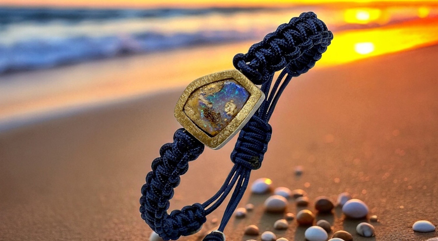 braÇalet opal blau lila macrame blau fosc plata or