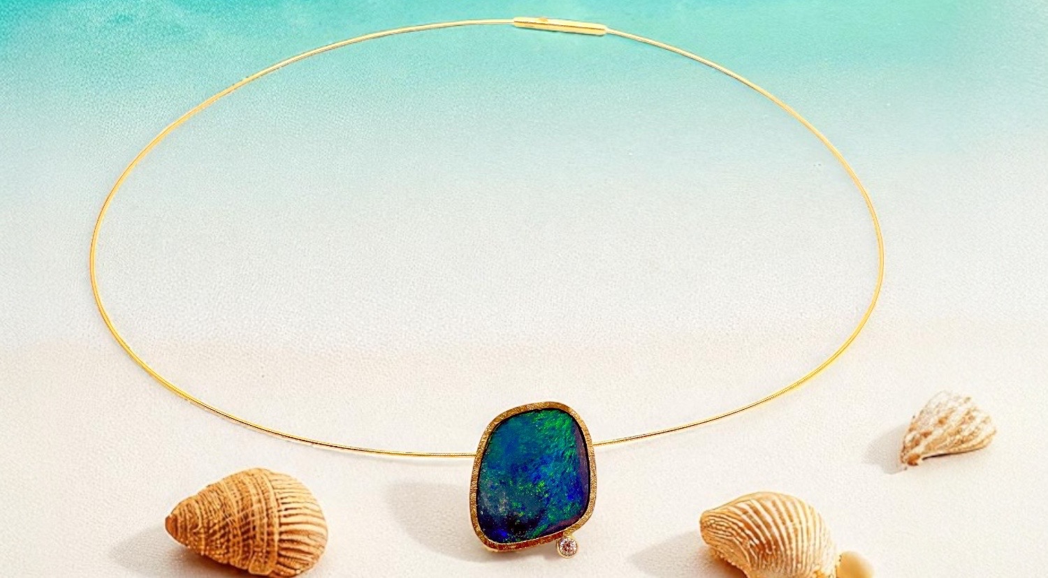 colgante azul verdoso brillante visel oro