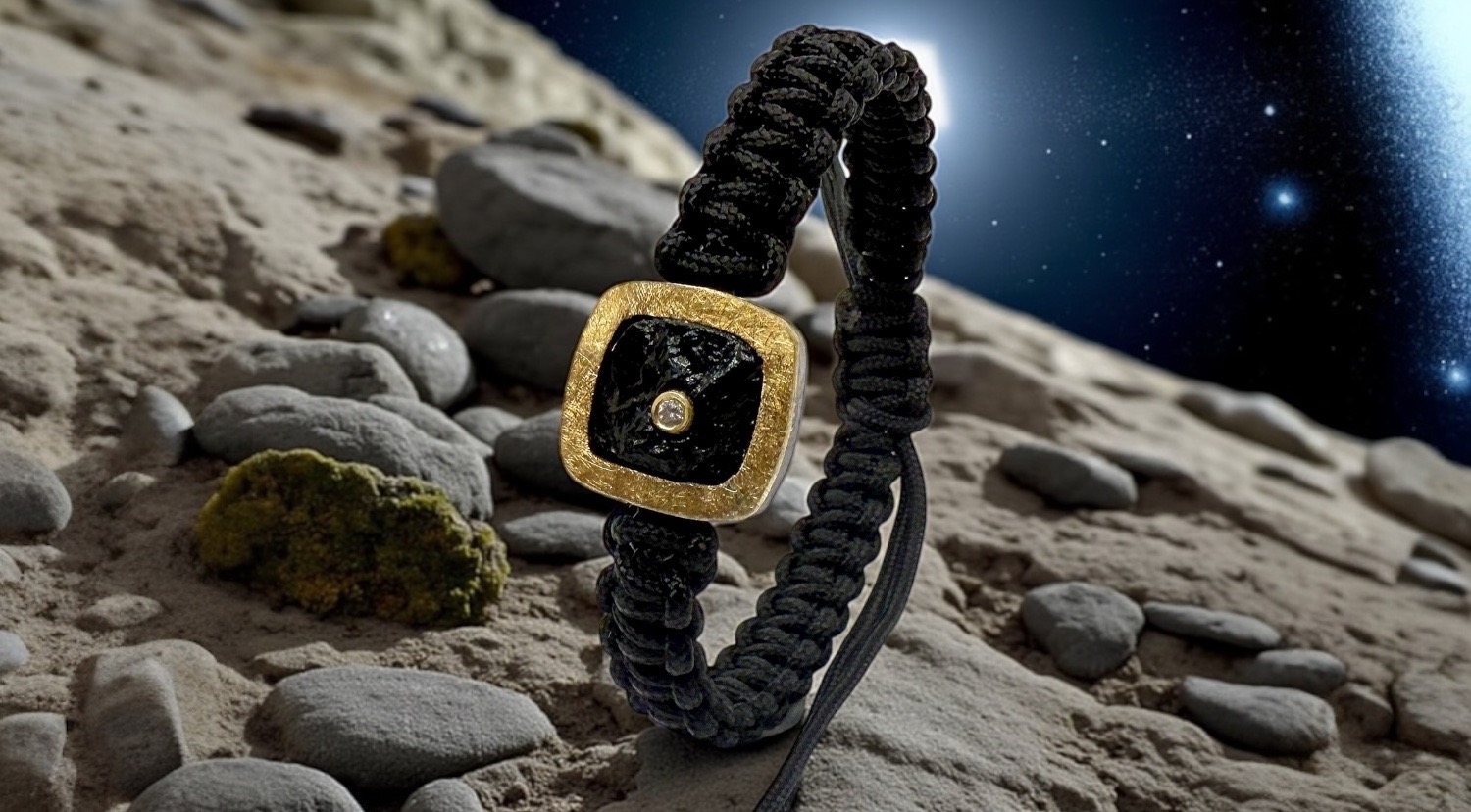 brazalete turmalina negra cuadrado brillante plata oro