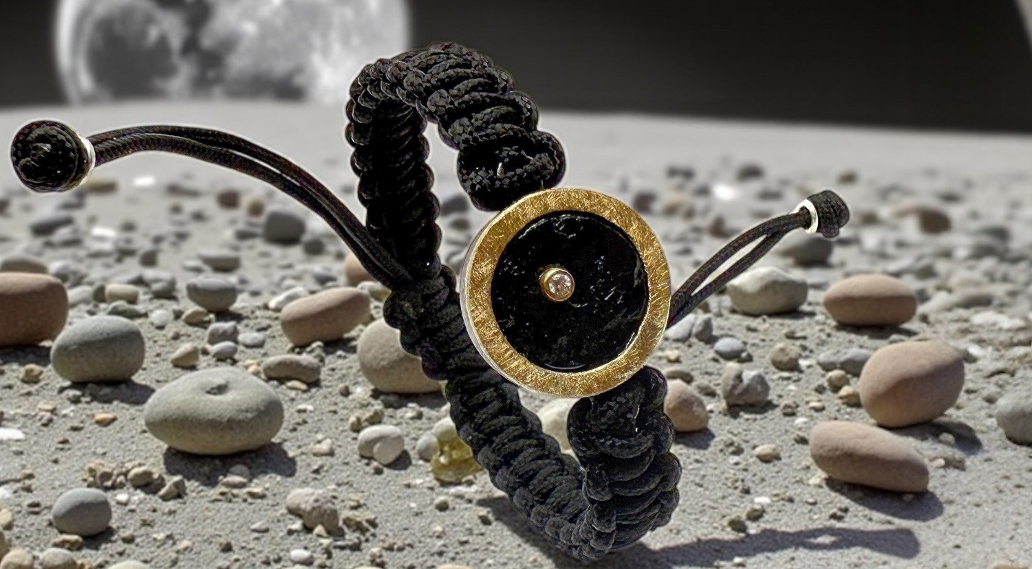brazalete turmalina negra bruto redondo brillante plata oro