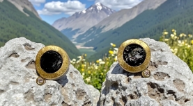 ARRECADES TURMALINA NEGRE RODONES BRILLANT PLATA OR