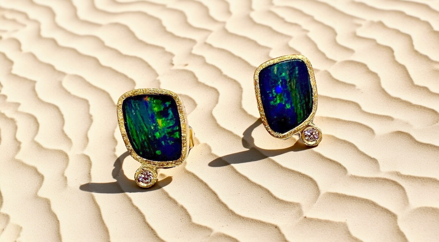 pendientes opalo visel oro diamante