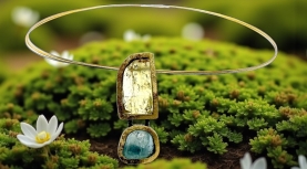 PENJOLL HELIODOR RECTANGULAR LLARG I AIGUAMARINA PLATA OR