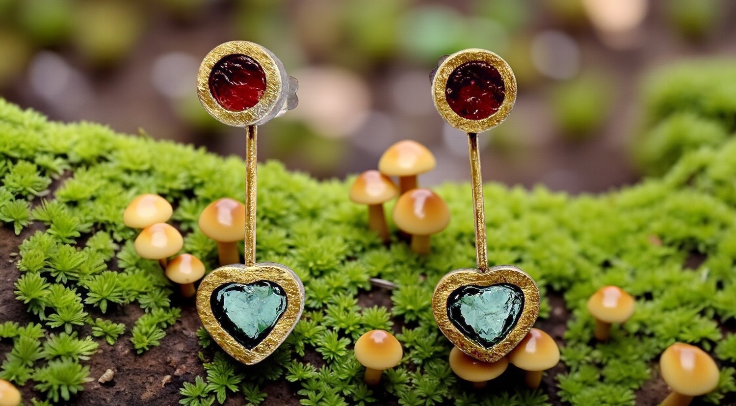 arrecades turmalines cor llaegues plata or