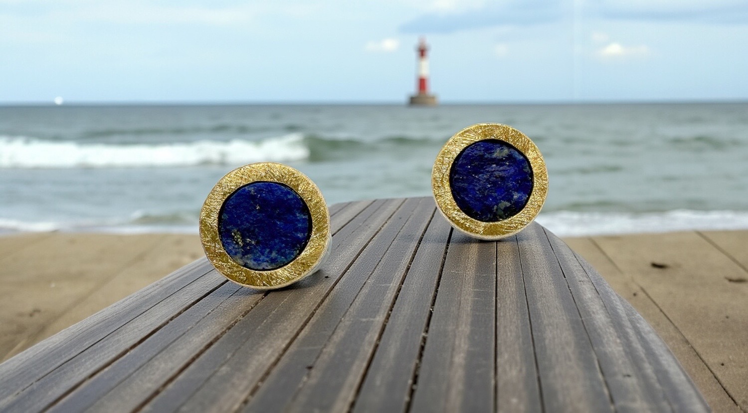 arrecades lapislatzuli brut rodones plata or