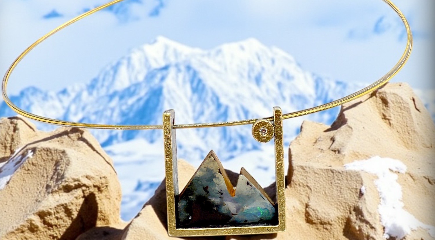 penjoll opal boulder muntanya brillant plata or