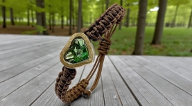 BRAÇALET TURMALINA VERDA COR MACRAME MARRO PLATA OR