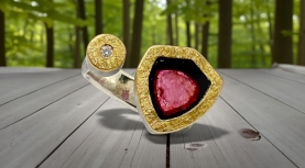 ANELL TURMALINA WATERMELON BRILLANT PLATA OR