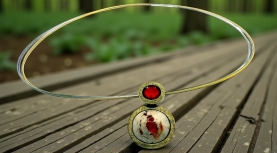 DOUBLE MEXICAN FIRE OPAL PENDANT IN SILVER AND GOLS