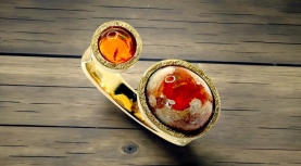 DOUBLE MEXICAN FIRE OPAL RING IN GOLD