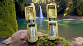 ARRECADES AIGUAMARINA I HELIODOR LLARGUES PLATA OR