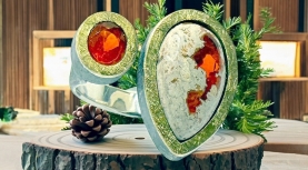 ANELL OPAL FOC CRU AMB OPAL FOC FACETAT PLATA OR