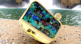 ANELL OPAL BOULDER TRAPECI BRILLANT OR