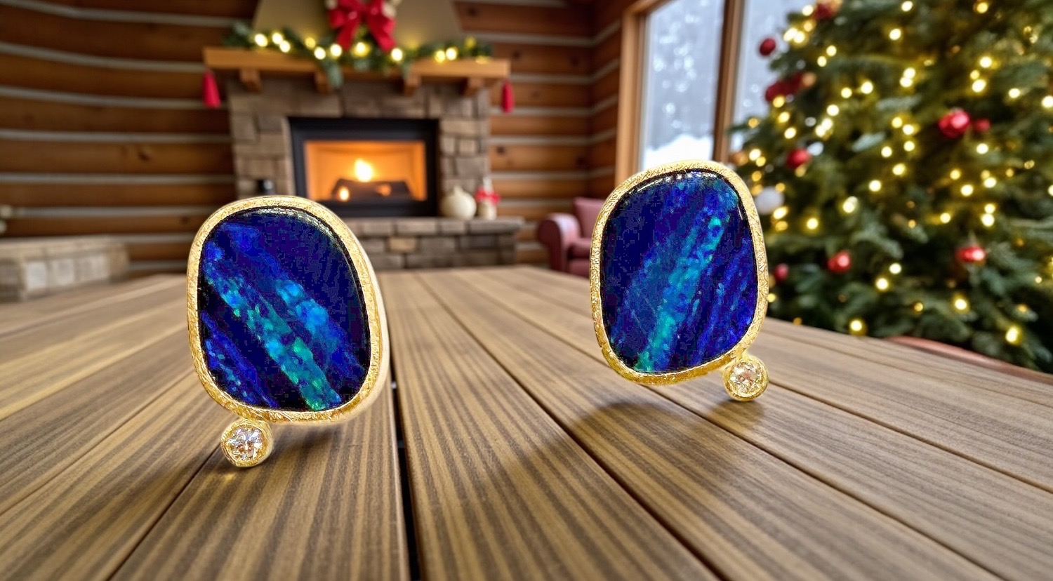 arrecades opals blau verd visell brillant or