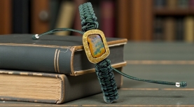 BRAÇALET OPAL BOULDER RECTANGULAR MACRAMÉ VERD PLATA OR