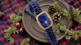 BRAZALETE LAPSILAZULI BRUTO RECTANGULAR BRILLANTE MACRAME AZUL PLATA ORO