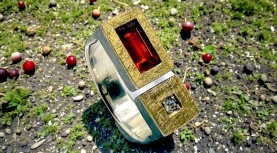 ANILLO OPALO FUEGO RECTANGULAR BRILLNTE PLATA ORO