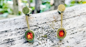 PENDIENTES OPALOS FUEGO MEXICANOS LARGOS PLATA ORO