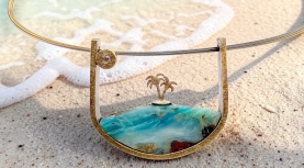 COLGANTE ISLA BONITA GRANDE OPALO AZUL PERUANO BRILLANTE PLATA ORO