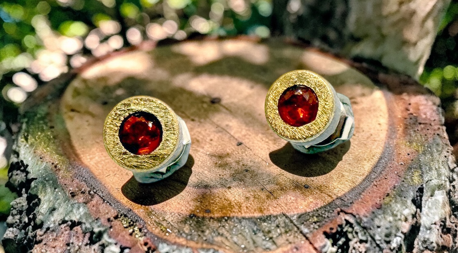 pendientes opalos de fuego redondos plata oro