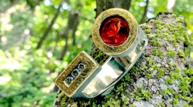 ANILLO OPALO FUEGO MEXICANO RISTRA BRILLANTES PLATA ORO