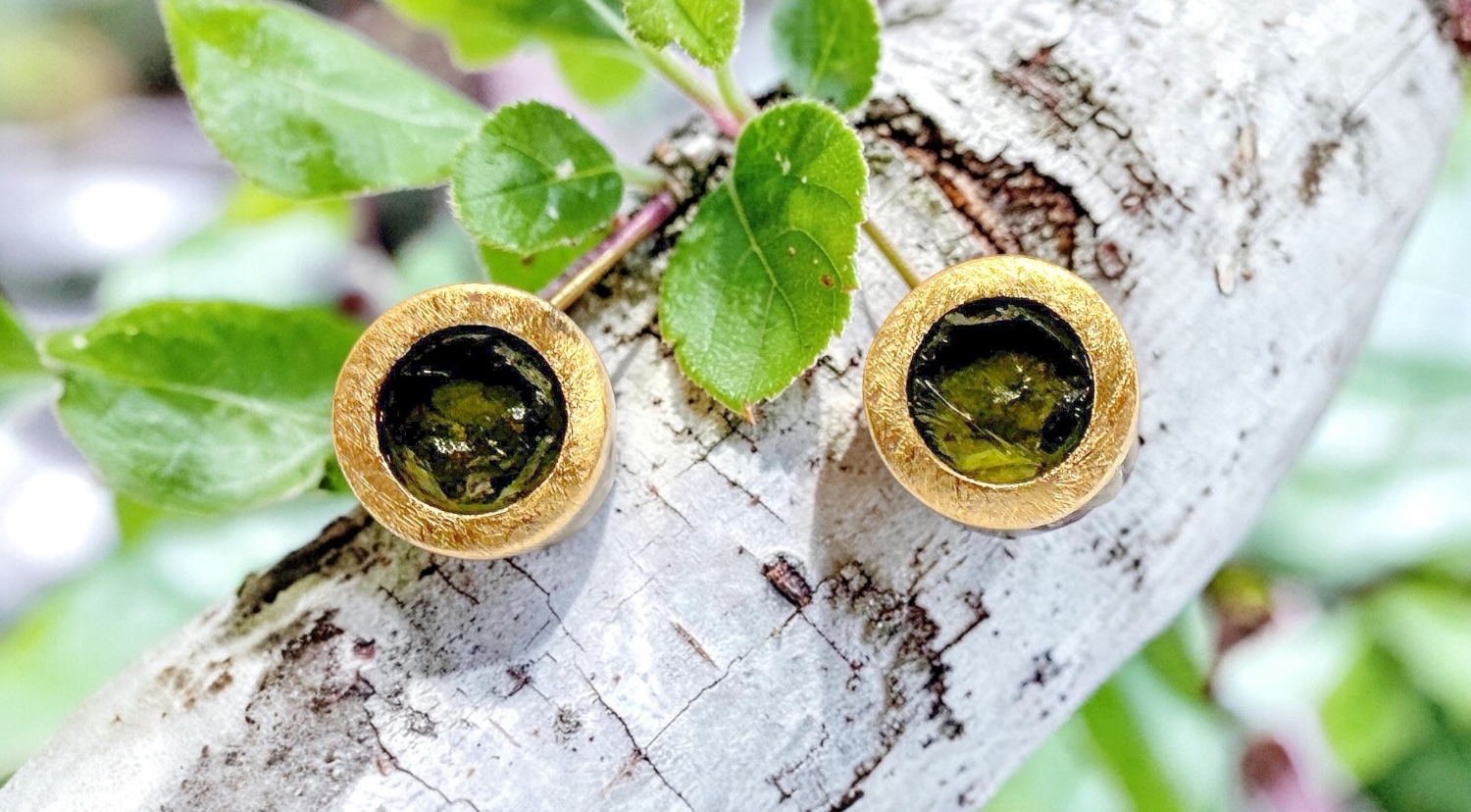 pendientes olivina brutor edondos plata oro