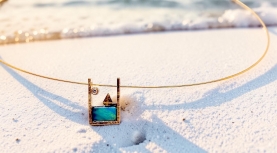 AUSTRALIAN BOULDER OPAL SAILBOAT SMALL PENDANT WITH DIAMOND IN GOLD
