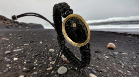 BRAZALETE TURMALINA NEGRA BRUTO OVAL BRILLANT PLATA ORO MACRAME NEGRO