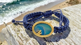 OVAL OPAL SURFER BLUE MACRAMÉ BRACELET WITH DIAMOND IN SILVER AND GOLD