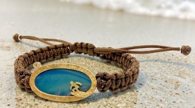 LARGE OVAL AUSTRALIAN BLUE OPAL SURF BRACELET WITH DIAMOND IN SILVER AND GOLD