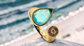 ANELL OPAL BLAU PERUÀ PERILLA BRILLANT OR