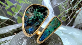 ANELL DOBLE OPAL BOULDER AUSTRALIÀ OR