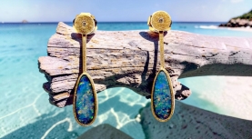 ARRECADES OPALS MULTICOLOR LLARGUES BRILLANT OR