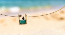 ANDEAN BLUE OPAL SAILBOAT PENDANT WITH DIAMOND IN GOLD