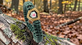 WATREMELON TOURMALINE MACRAME BRACELET IN SILVER AND GOLD