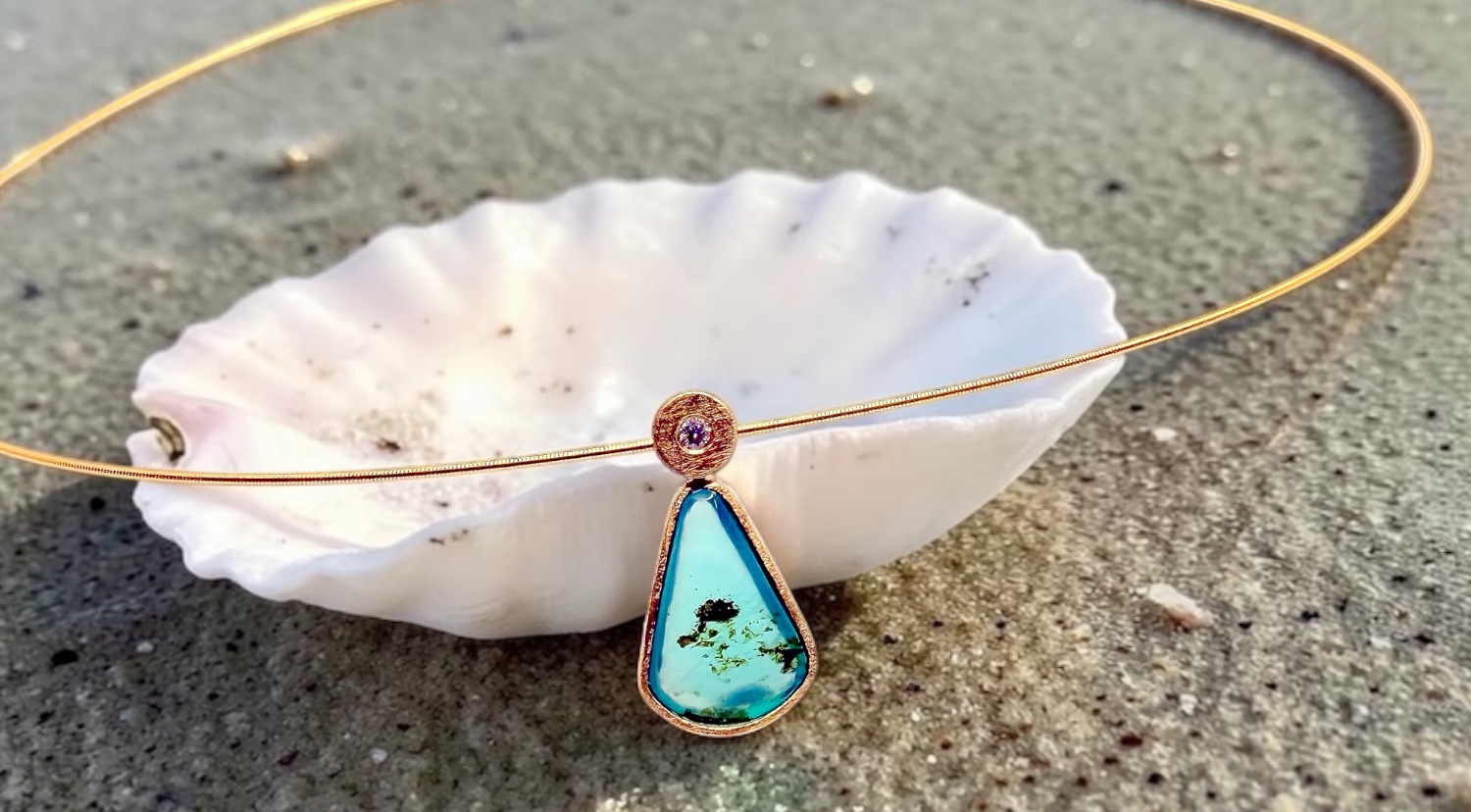 penjoll opal blau perÚ gota brillant or