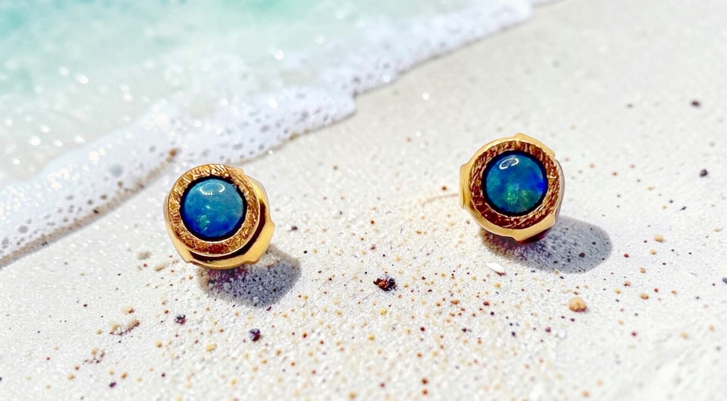 arrecades opal australia blaus botÓ petites or