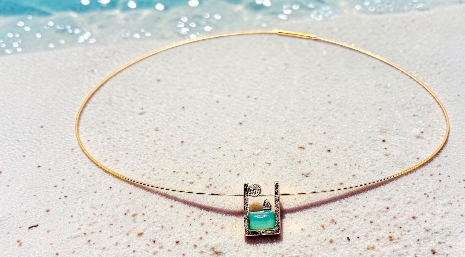 penjoll opal blau peruÀ vel·ler mini amb brillant or